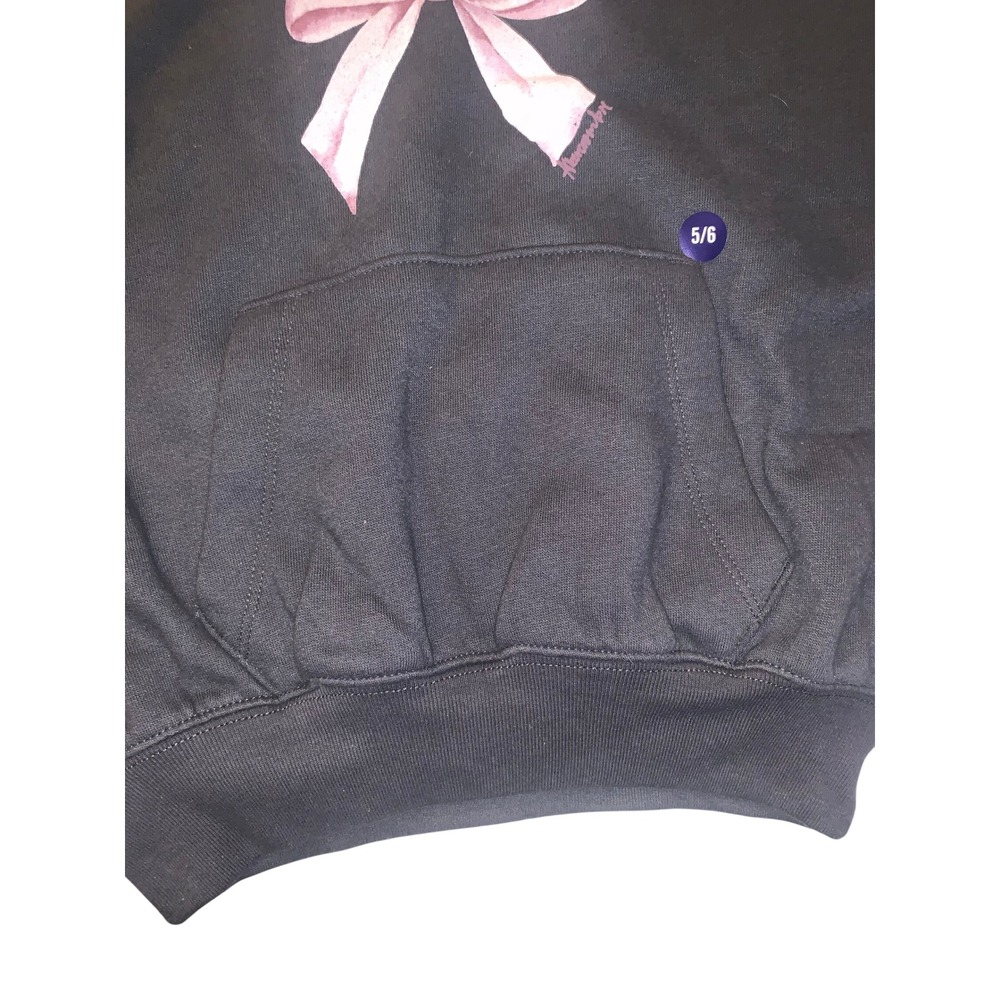 Abercrombie Kids Girls Grey Pink Bow Graphic Hoodie Sweatshirt Size 5/6 NEW - Picture 3 of 11